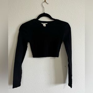 Black Long Sleeve Crop Top